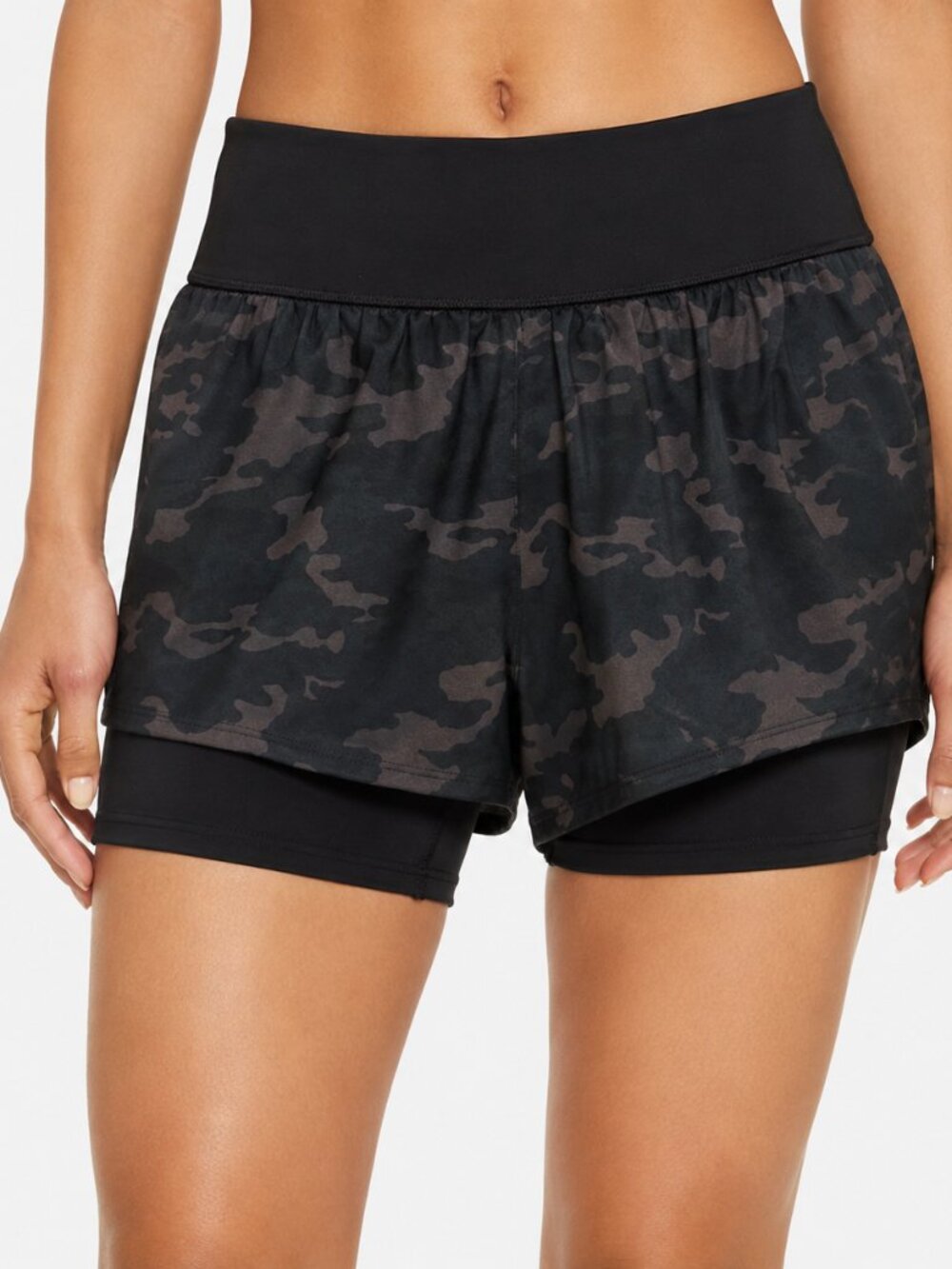 SPANX by Sara Blakely XS/TP Camo 2-in-1 Athletic Running Shorts